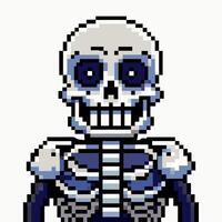 Pixel Art Skeleton Character in Retro Arcade Style vector
