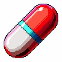 Retro Pixel Art Capsule Illustration with Red and White Design vector