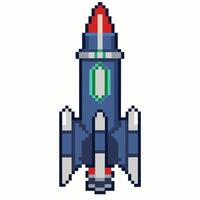 Classic Pixel Art Spaceship Illustration in Retro Game Style vector