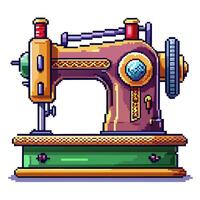 Retro Pixel Art Sewing Machine Vintage Craftsmanship in 8 Bit Style vector