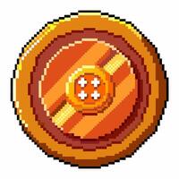 Pixel Art Wooden Button Icon for Retro Game Design Projects and Digital Creations vector