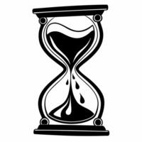 Monochrome Hourglass with Flowing Sand Silhouette for Timeless Concepts vector