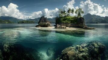 Tropical Island Paradise Stunning Ocean View And Coral Reef photo