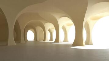 Abstract Architectural Space with Beige Arches and Pillars photo