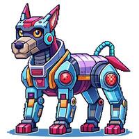 Futuristic Robotic Dog Illustration in Colorful Cyberspace Style vector