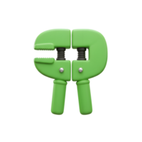 Green Adjustable Clamp Tool 3D Render Simple Design png