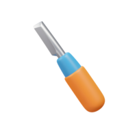 Orange Blue Handle Chisel Tool 3D Render Simple Design png