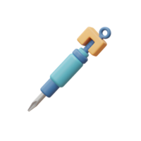 Cute Cartoon Screwdriver Colorful 3D Model Tool Render png