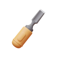 Orange Handle Wood Chisel 3D Model Simple Design Tool png