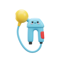 Cute Blue Robot Toy With Yellow Balloon 3D Render Cheerful Design png