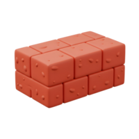 Orange Brick Block Cube Group 3D Render Simple Design png