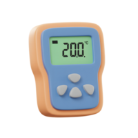 Digital Thermometer Device Cartoon Style Two Hundred Degrees Celsius Display png