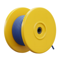 Blue Cable Reel Yellow Spools Simple Design 3D Render png