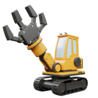 Yellow Robotic Excavator Arm Claws Construction Machine Model png