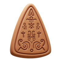 Brown Triangular Amulet Ancient Symbols Intricate Design 3D Render png
