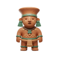 Clay Aztec Figurine Render Green Accents Simple Style png