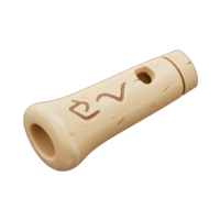 Ancient Beige Whistle Carved Symbols Simple Design 3D Render png