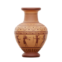 Ancient Clay Vase Decorated With Figures Geometric Patterns png