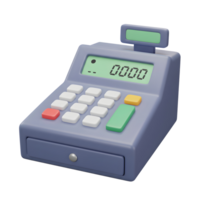 Retro Style Cash Register 3D Render Colorful Buttons Display png
