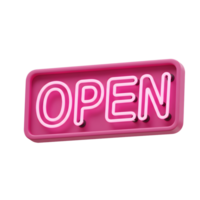 Pink Neon Open Sign Rectangular Frame Modern Style png