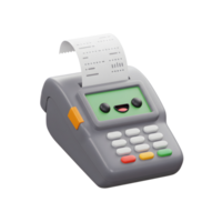 feliz sorridente Forma de pagamento terminal 3d render recibo máquina png
