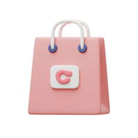 Pink Shopping Bag 3D Render Pastel Colors Simple Design png