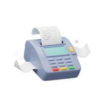 Modern Digital POS Terminal 3D Render Colorful Buttons Receipt png