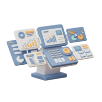 Modern Data Analytics Dashboard Colorful 3D Render png
