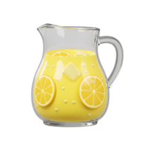 Refreshing Lemonade Pitcher with Ice Cubes and Lemon Slices Illustration png
