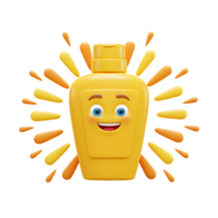Smiling Sunscreen Bottle Character Protecting Skin from Sun Rays png