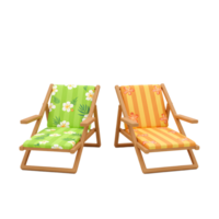Two Beach Chairs with Colorful Patterns for Summer Relaxation png