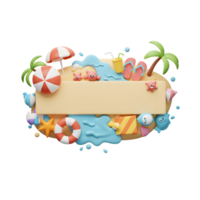 Creating Fun Summer Beach Scene with Place for Text 3D Render png
