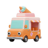 Cute Ice Cream Truck Illustration with a Smiling Face and Cone png