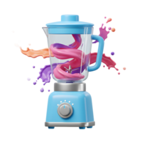 Preparing Smoothie with Colorful Liquid Splashing Out of a Home Blender png