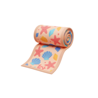 Rolled Beach Towel with Starfish and Shell Pattern on White png
