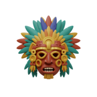 Stylized Ancient Mask with Feathers and Ornamental Details Illustration png