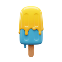 Melting Ice Cream Bar on a Stick with Yellow and Blue png