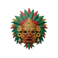 Displaying Decorative Ethnic Mask with Colorful Feathers in a White Frame png
