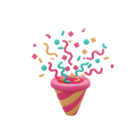 Exploding Party Popper with Confetti Celebration and Decorative Fun png