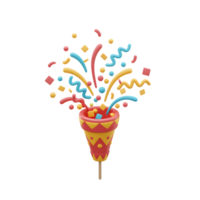 Confetti Exploding from Party Popper Illustration on White Background png