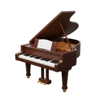 Grand Piano with Sheet Music Isolated on White Background png