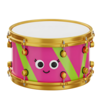 Cartoon Drum with Friendly Face Pink and Green Striped Design png