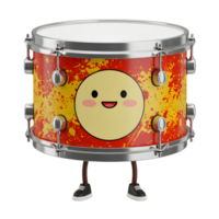 Cartoon Drum Character Standing with Splatter Pattern and Cute Face png