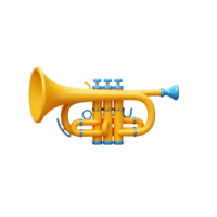 Isolated Yellow Trumpet on White Background for Music Related Projects png