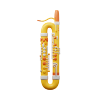 Yellow Clarinet with Keys and Decorative Elements in Vertical Format png