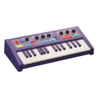 Synthesizer Keyboard Close-up with Colorful Buttons and Controls on White png