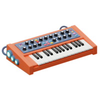 Orange Synthesizer Keyboard with Knobs and Keys for Music Creation png