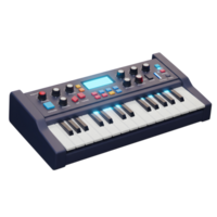 Studio synthesizer with display screen and keyboard for music production png