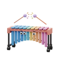Playing Colorful Xylophone with Mallets in Cartoon Style Illustration png