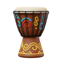 Isolated Djembe Drum with Colorful Tribal Patterns on White Background png